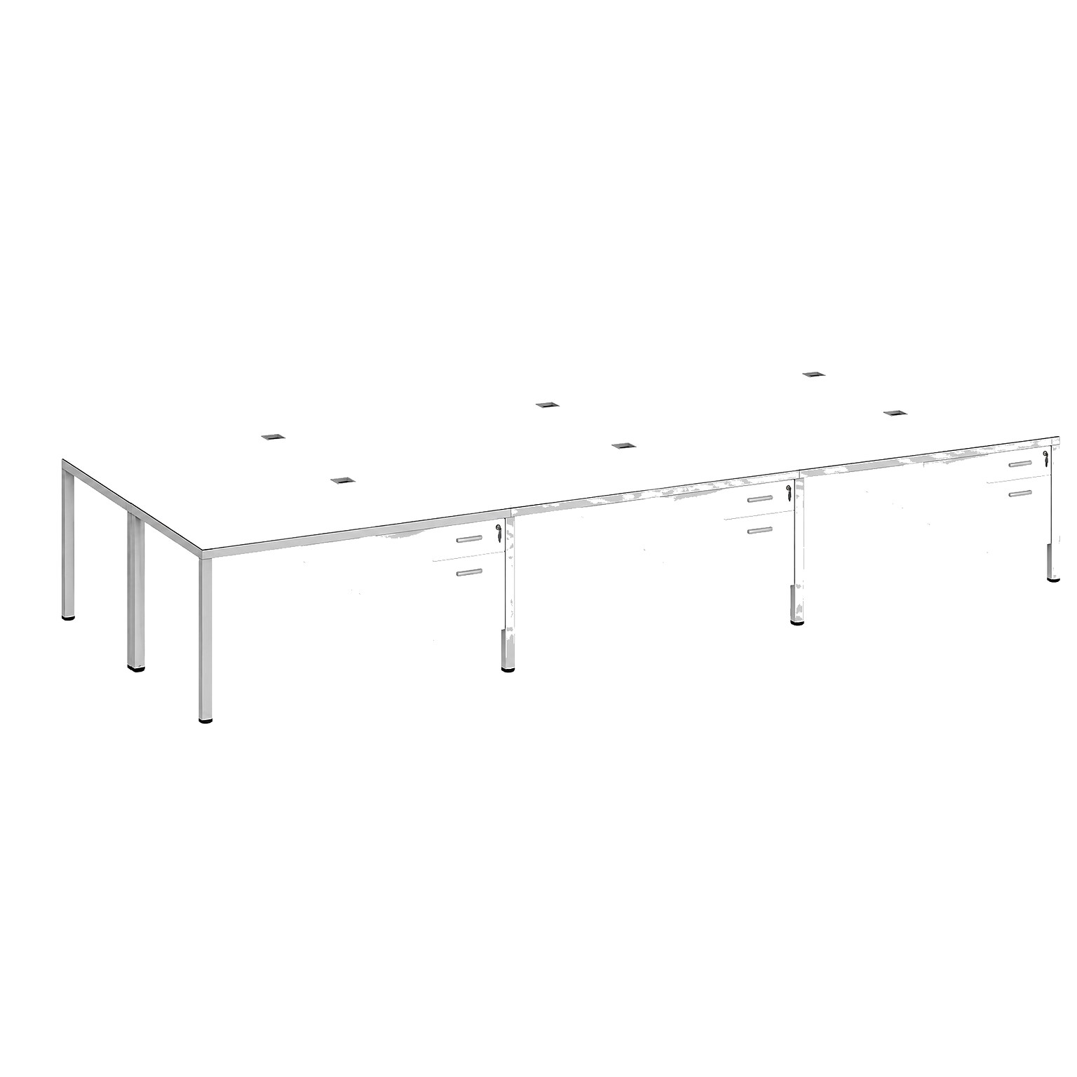 Boss Office Products Simple System 48W Desk with Pedestal, White, 6/Set (SGSD021-110-WT)