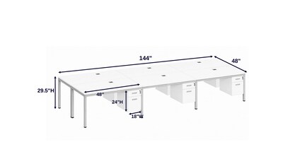 Boss Office Products Simple System 48W Desk with Pedestal, White, 6/Set (SGSD021-110-WT)