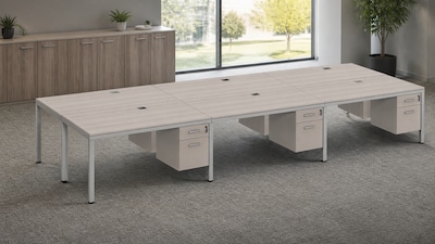 Boss Office Products Simple System 60"W Desk with Pedestal, Driftwood, 6/Set (SGSD021-101)