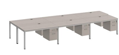Boss Office Products Simple System 48W Desk with Pedestal, Driftwood, 6/Set (SGSD021-110)