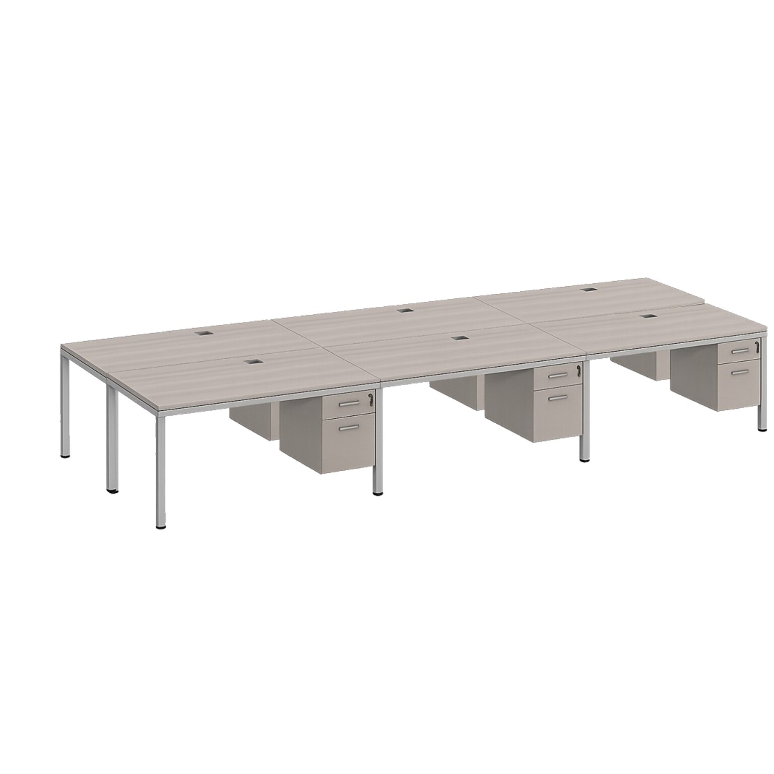Boss Office Products Simple System 48W Desk with Pedestal, Driftwood, 6/Set (SGSD021-110)