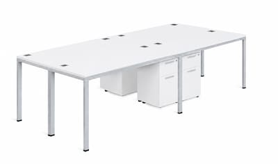 Boss Office Products Simple System 60W Desk, White, 4/Set (SGSD017-201-WT)