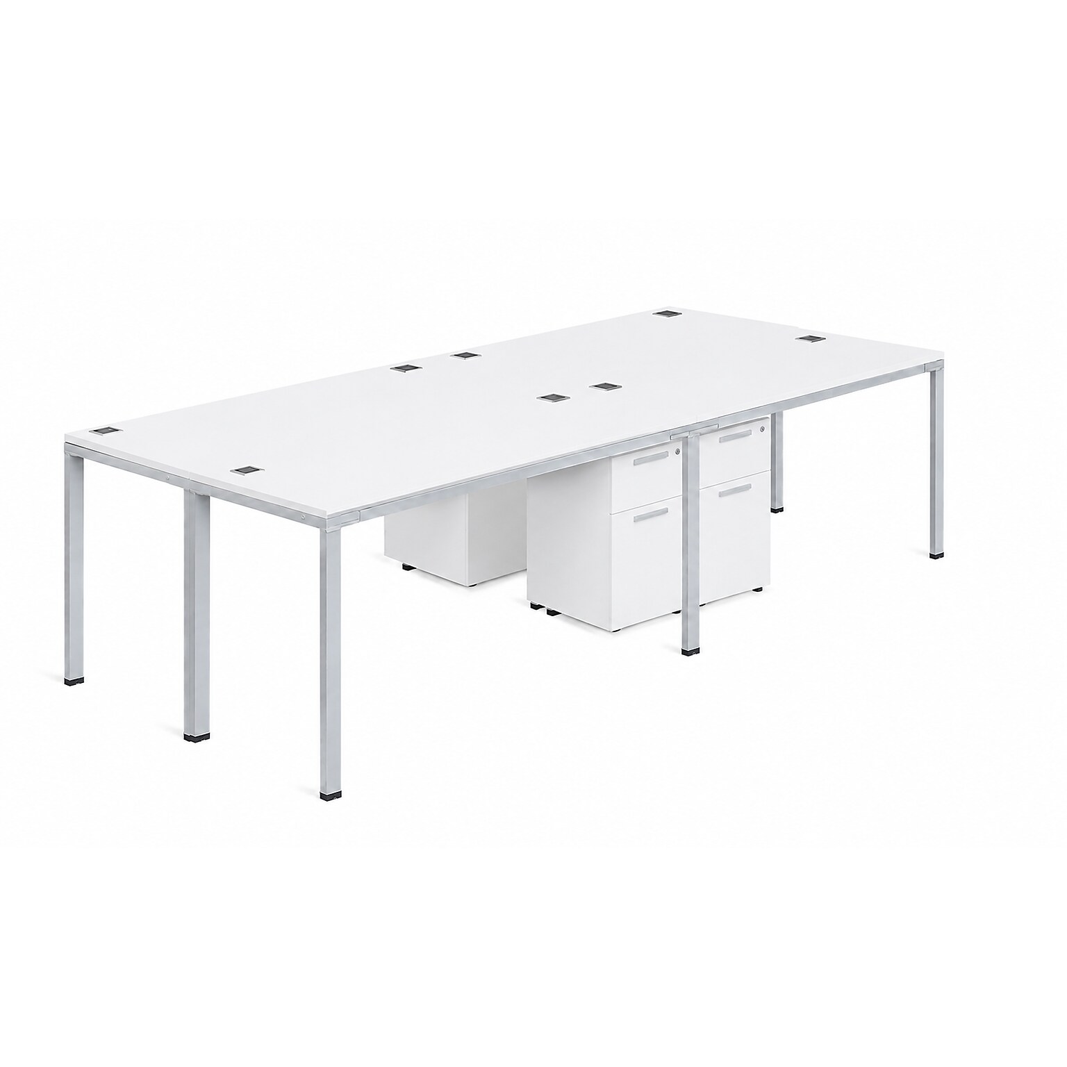 Boss Office Products Simple System 60W Desk, White, 4/Set (SGSD017-201-WT)