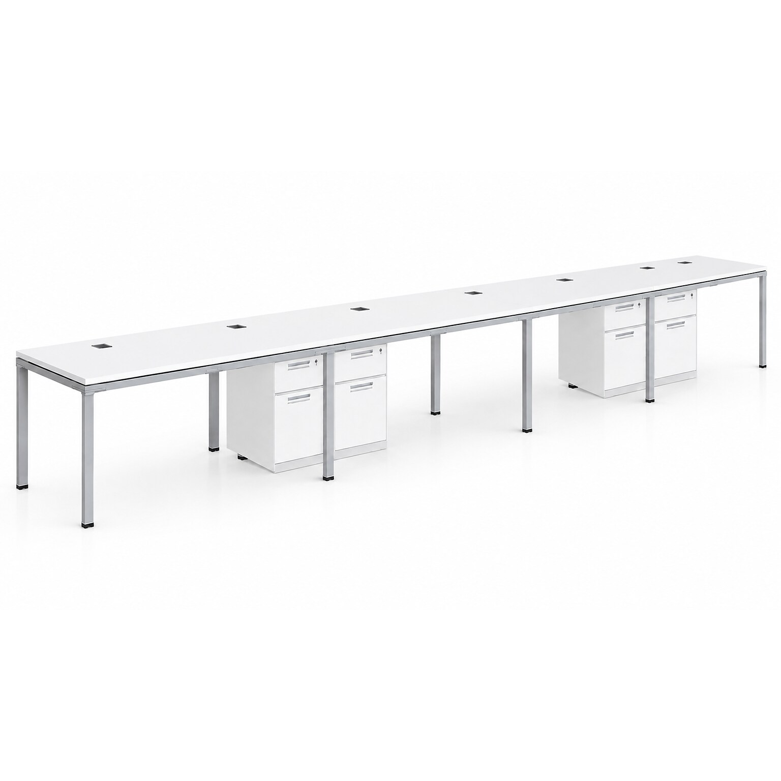 Boss Office Products Simple System 66W Desk, White, 4/Set (SGSD011-202-WT)