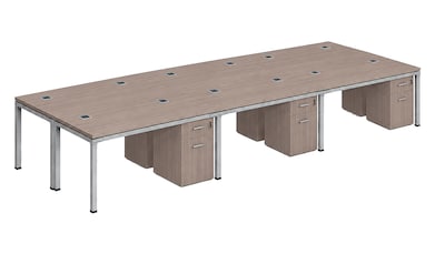 Boss Office Products Simple System 60W Desk with Pedestal, Driftwood, 6/Set (SGSD021-201)