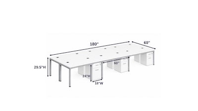 Boss Office Products Simple System 60W Desk with Pedestal, Driftwood, 6/Set (SGSD021-201)