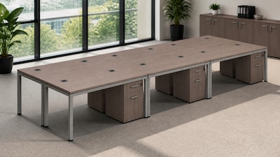 Boss Office Products Simple System 60"W Desk with Pedestal, Driftwood, 6/Set (SGSD021-201)