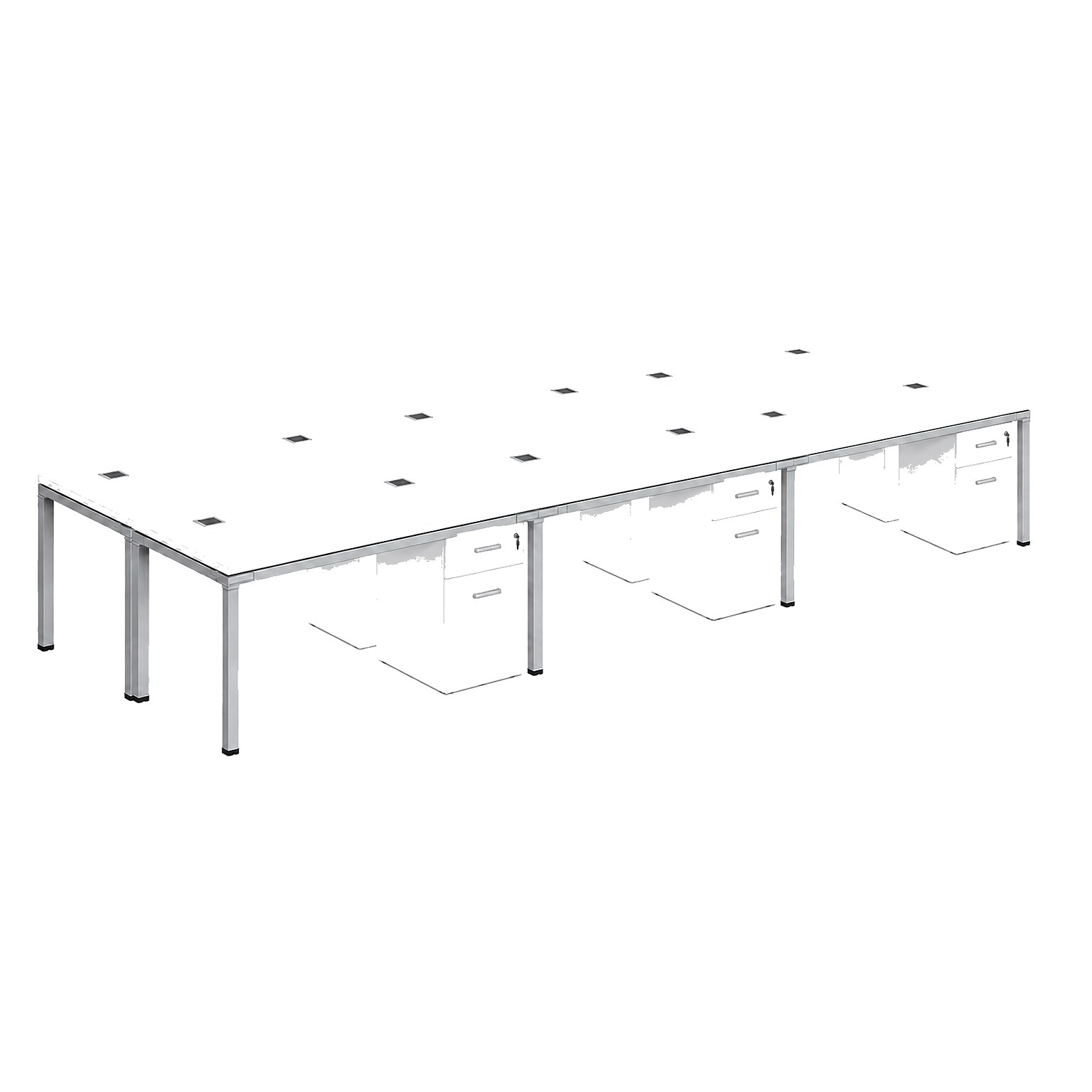 Boss Office Products Simple System 66W Desk with Pedestal, White, 6/Set (SGSD021-202-WT)