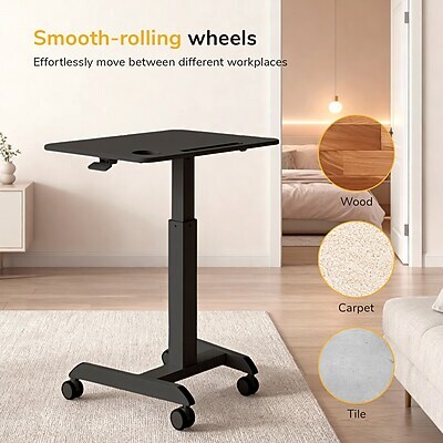 Mount-It! Metal Mobile Laptop Cart with Lockable Wheels, Black (MI-7975BLK)