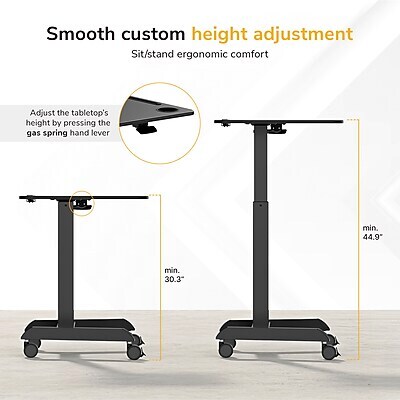 Mount-It! Metal Mobile Laptop Cart with Lockable Wheels, Black (MI-7975BLK)