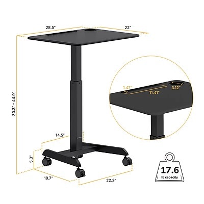 Mount-It! Metal Mobile Laptop Cart with Lockable Wheels, Black (MI-7975BLK)