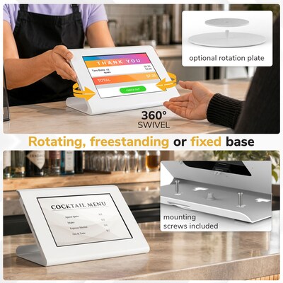 Mount-It! Universal Tablet Kiosk Stand for 10.2-11 Tablets with 360° Rotating Base, Holds up to 20 lbs., White(MI-3895WHT)