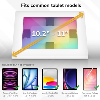Mount-It! Universal Tablet Kiosk Stand for 10.2"-11" Tablets with 360° Rotating Base, Holds up to 20 lbs., White(MI-3895WHT)