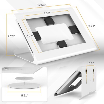 Mount-It! Universal Tablet Kiosk Stand for 10.2"-11" Tablets with 360° Rotating Base, Holds up to 20 lbs., White(MI-3895WHT)