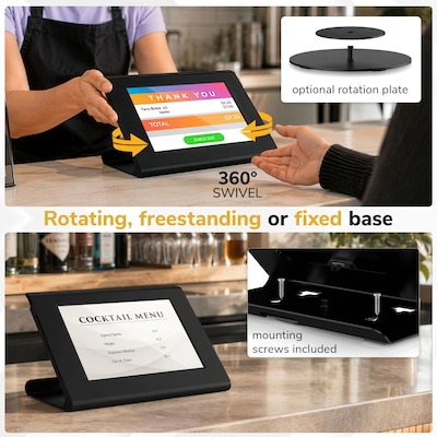Mount-It! Universal Tablet Kiosk Stand for 10.2-11 Tablets with 360° Rotating Base, Holds up to 20 lbs., Black (MI-3895BLK)