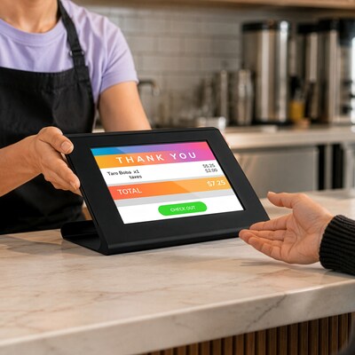 Mount-It! Universal Tablet Kiosk Stand for 10.2"-11" Tablets with 360° Rotating Base, Holds up to 20 lbs., Black (MI-3895BLK)