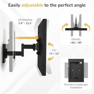 Mount-It! Anti-Theft Tablet Wall Mount for iPad with Full-Motion Arm, Holds up to 2.2 lbs., Black (MI-3776BLK)