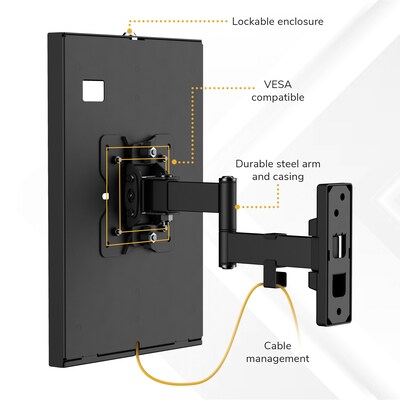 Mount-It! Anti-Theft Tablet Wall Mount for iPad with Full-Motion Arm, Holds up to 2.2 lbs., Black (MI-3776BLK)