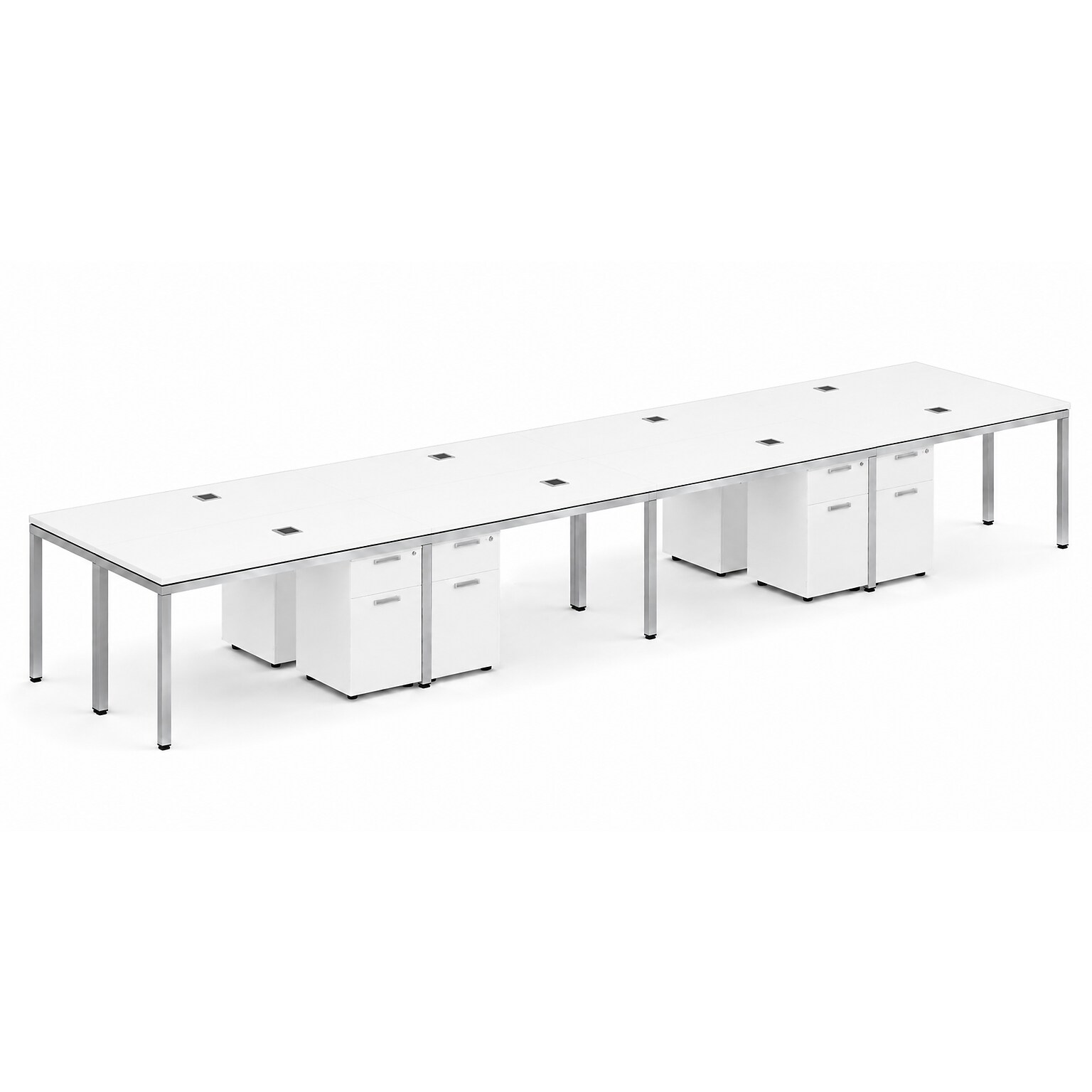 Boss Office Products Simple System 60W Desk, White, 8/Set (SGSD026-101-WT)
