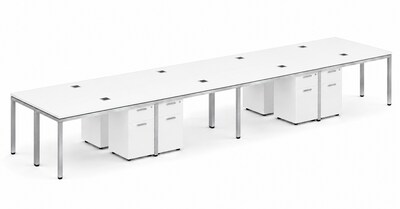 Boss Office Products Simple System 66W Desk, White, 8/Set (SGSD026-102-WT)