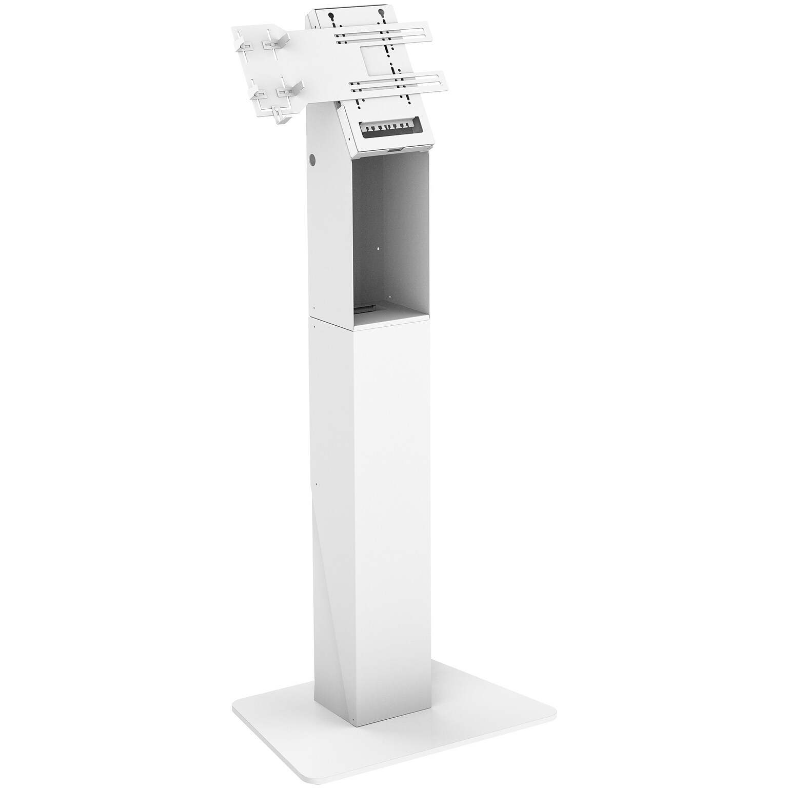 Mount-It! Floor Standing POS Kiosk for 15-22 Monitors up to 22 lbs., with Printer Bay, White (MI-3894WHT)