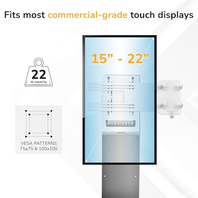 Mount-It! Floor Standing POS Kiosk for 15"-22" Monitors up to 22 lbs., with Printer Bay, White (MI-3894WHT)