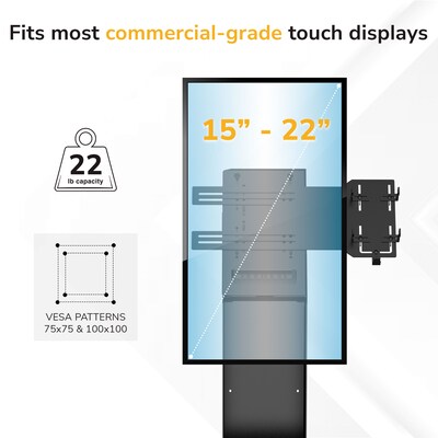 Mount-It! Floor Standing POS Kiosk for 15"-22" Monitors up to 22 lbs., with Printer Bay, Black (MI-3894BLK)