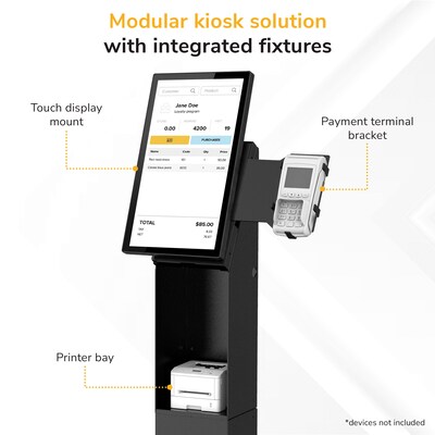 Mount-It! Floor Standing POS Kiosk for 15"-22" Monitors up to 22 lbs., with Printer Bay, Black (MI-3894BLK)