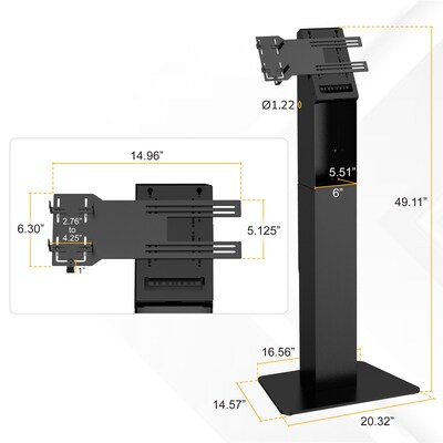 Mount-It! Floor Standing POS Kiosk for 15"-22" Monitors up to 22 lbs., with Printer Bay, Black (MI-3894BLK)
