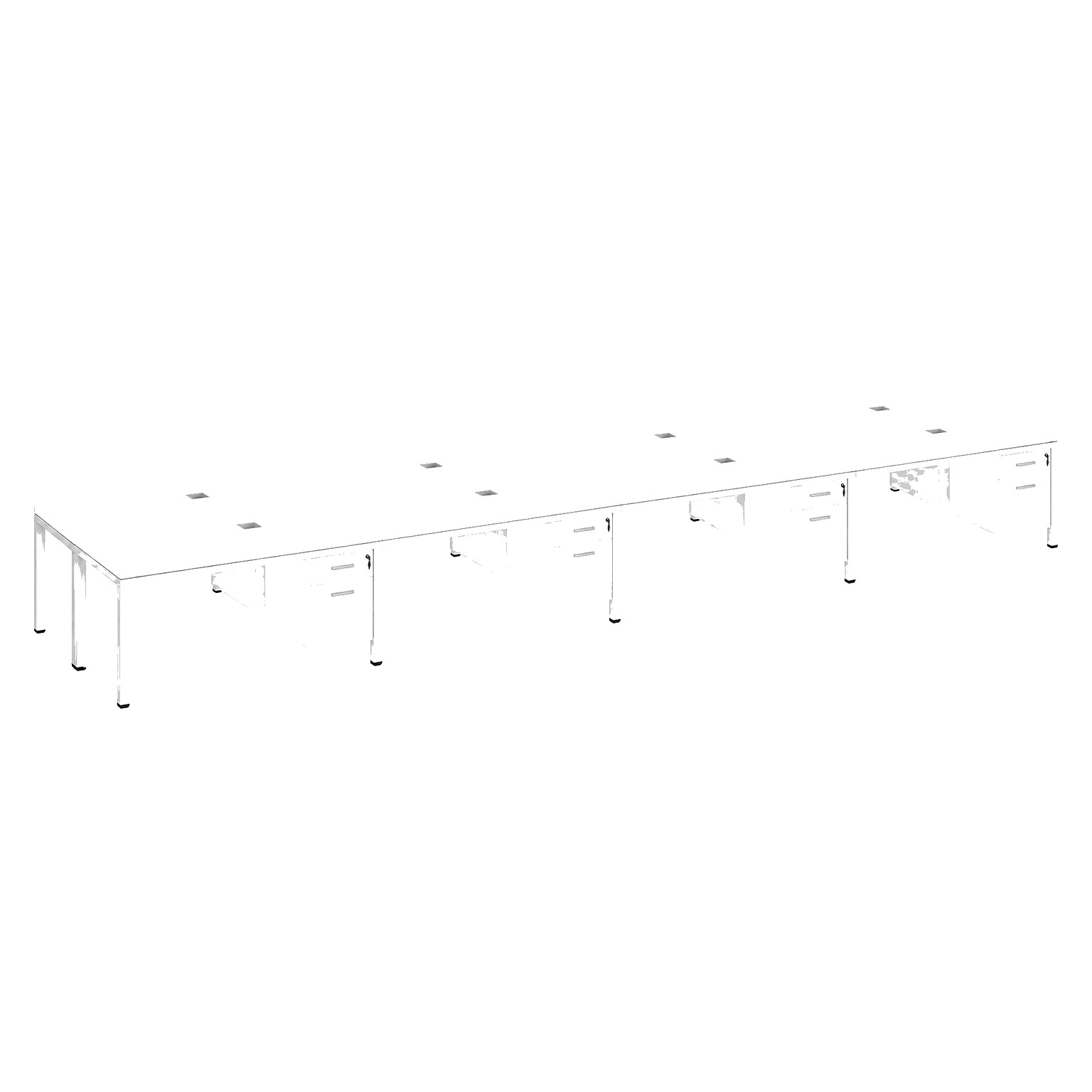 Boss Office Products Simple System 60W Desk with Pedestal, White, 8/Set (SGSD025-101-WT)
