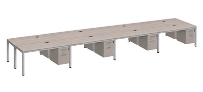 Boss Office Products Simple System 66W Desk with Pedestal, Driftwood, 8/Set (SGSD025-102)