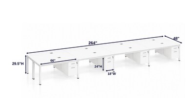 Boss Office Products Simple System 66W Desk with Pedestal, Driftwood, 8/Set (SGSD025-102)
