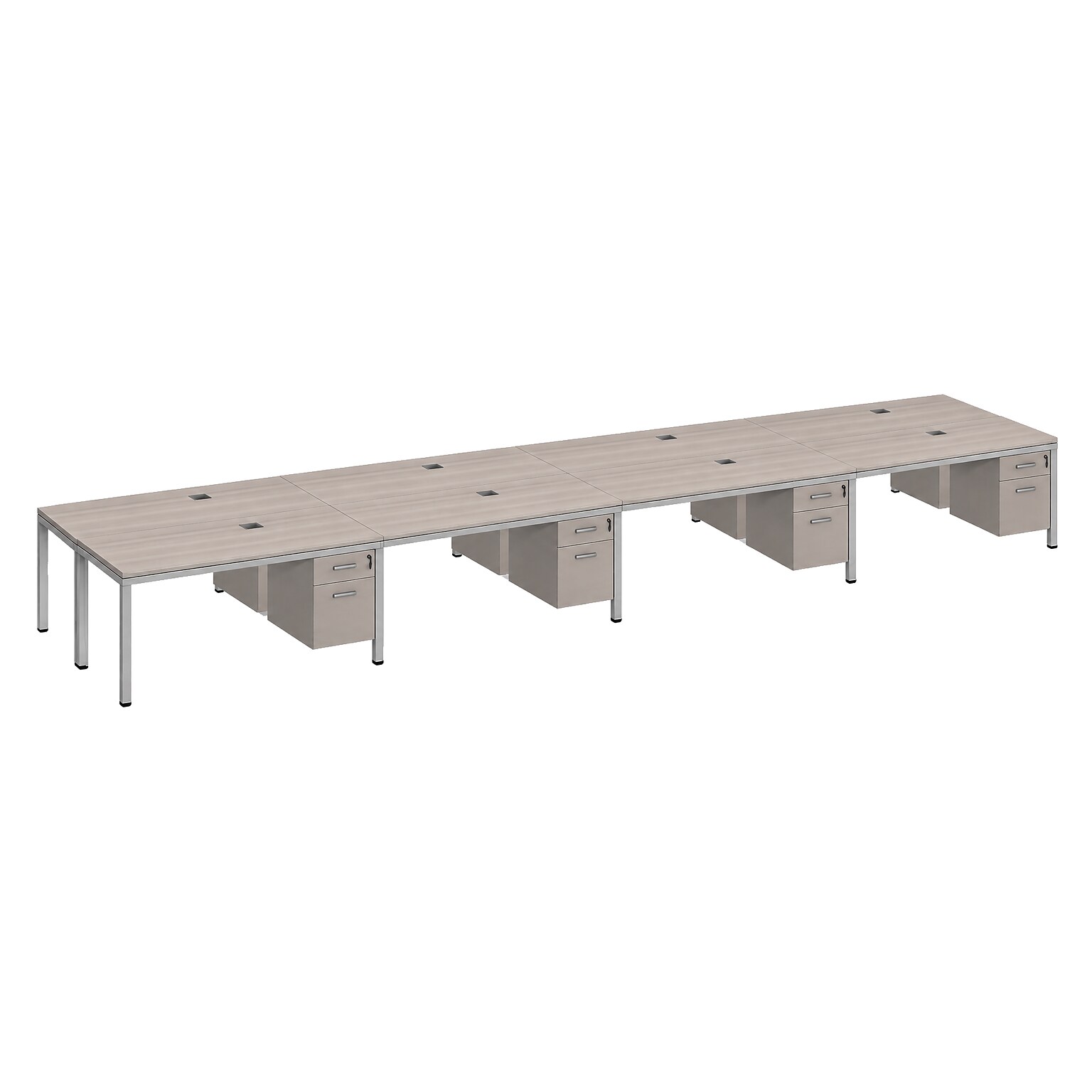 Boss Office Products Simple System 48W Desk with Pedestal, Driftwood, 8/Set (SGSD025-110)