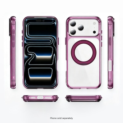 SaharaCase Clear Phone Case for iPhone 18 Pro, Shock Absorbing, Built-In Stand, Clear/Dark Cherry (CP01182)