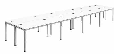Boss Office Products Simple System 66W Desk, White, 8/Set (SGSD024-202-WT)