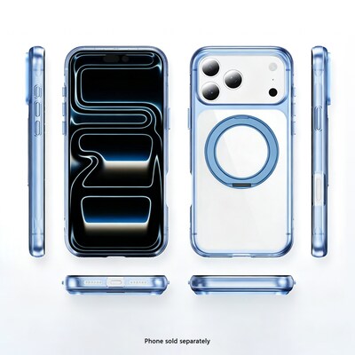 SaharaCase Clear Phone Case for iPhone 18 Pro, Shock Absorbing, Built-In Stand, Clear/Light Blue (CP01181)