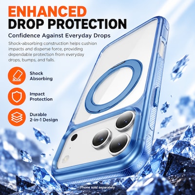 SaharaCase Clear Phone Case for iPhone 18 Pro, Shock Absorbing, Built-In Stand, Clear/Light Blue (CP01181)