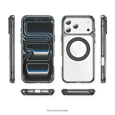 SaharaCase Clear Phone Case for iPhone 18 Pro, Shock Absorbing, Built-In Stand, Clear/Black (CP01180)