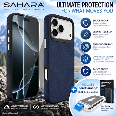SaharaCase Armor Series Phone Case for iPhone 18 Pro, Shock Absorbing, Dark Blue (CP01176)