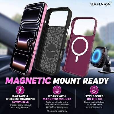 SaharaCase Armor Series Phone Case for iPhone 18 Pro, Shock Absorbing, Dark Cherry (CP01175)