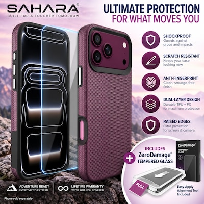 SaharaCase Armor Series Phone Case for iPhone 18 Pro, Shock Absorbing, Dark Cherry (CP01175)