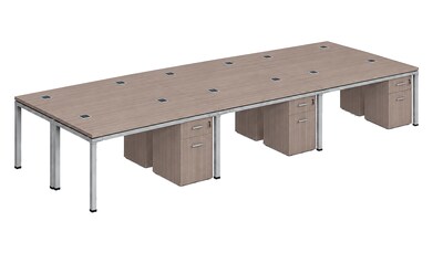 Boss Office Products Simple System 71W Desk with Pedestal, Driftwood, 6/Set (SGSD021-203)