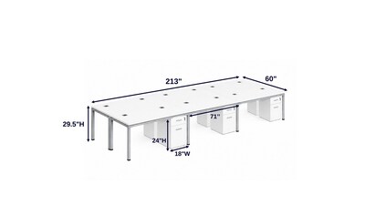 Boss Office Products Simple System 71W Desk with Pedestal, Driftwood, 6/Set (SGSD021-203)