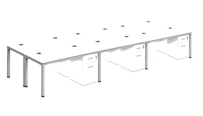 Boss Office Products Simple System 71W Desk with Pedestal, White, 6/Set (SGSD021-203-WT)