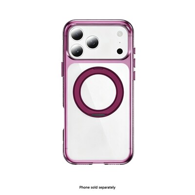 SaharaCase Clear Phone Case for iPhone 18 Pro Max, Shock Absorbing, Built-In Stand, Clear/Dark Cherry (CP01202)