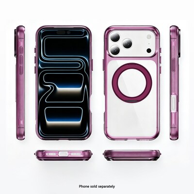 SaharaCase Clear Phone Case for iPhone 18 Pro Max, Shock Absorbing, Built-In Stand, Clear/Dark Cherry (CP01202)