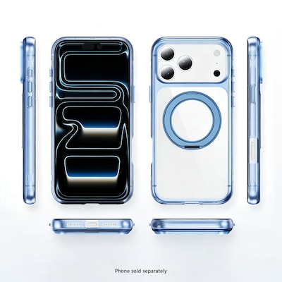 SaharaCase Clear Phone Case for iPhone 18 Pro Max, Shock Absorbing, Built-In Stand, Clear/Light Blue (CP01201)