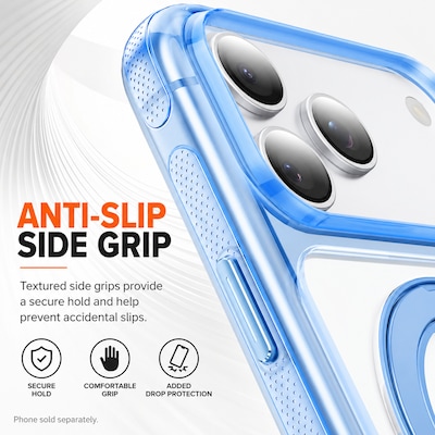 SaharaCase Clear Phone Case for iPhone 18 Pro Max, Shock Absorbing, Built-In Stand, Clear/Light Blue (CP01201)