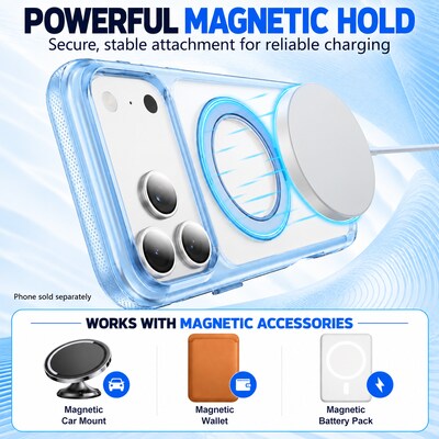 SaharaCase Clear Phone Case for iPhone 18 Pro Max, Shock Absorbing, Built-In Stand, Clear/Light Blue (CP01201)