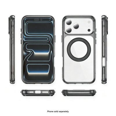 SaharaCase Clear Phone Case for iPhone 18 Pro Max, Shock Absorbing, Built-In Stand, Clear/Black (CP01200)